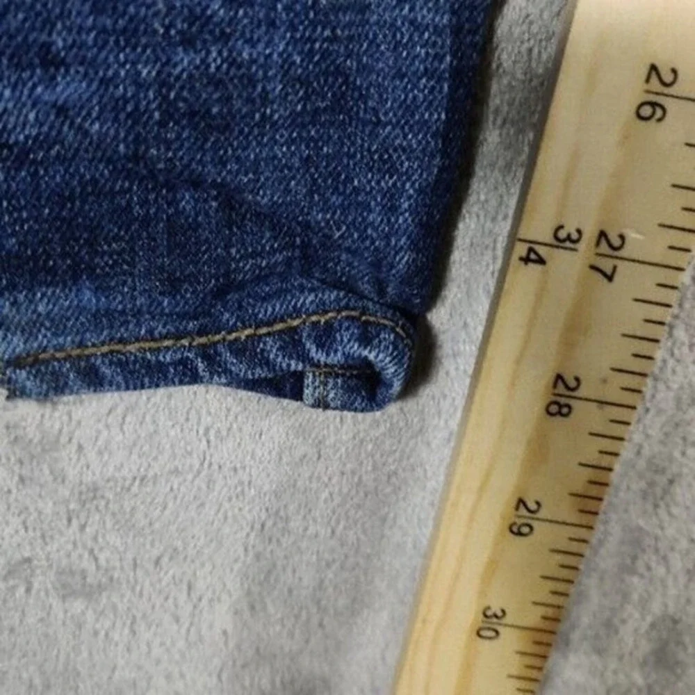 Levis Jeans Mens 36x28 Dark Wash Original Fit Button Fly Denim‎ Distressed *